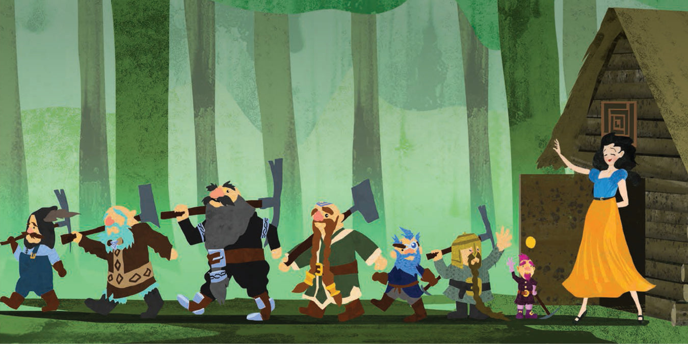 Oz Publishing fairy tales big book banner showing snow white and the seven dwarfs