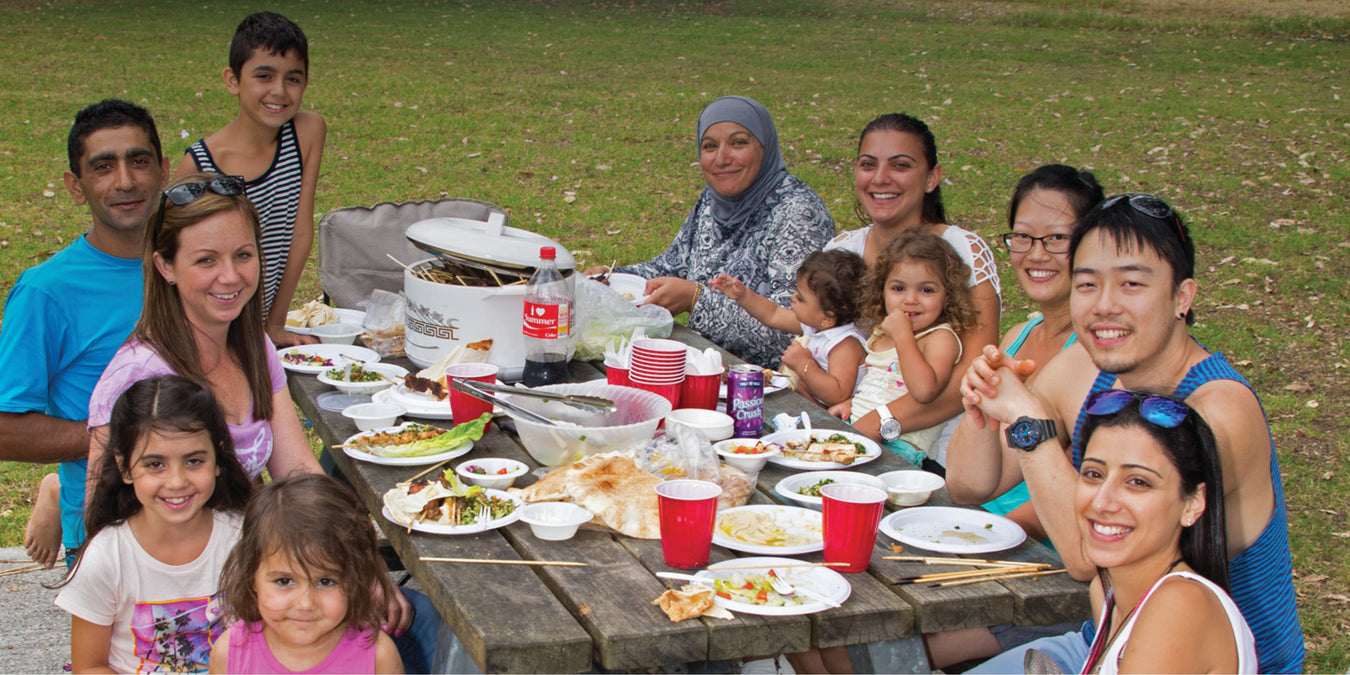 Oz Publishing multicultural big book banner showing a mixed race family barbecue